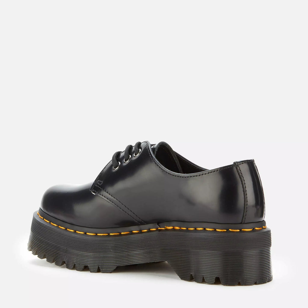 Dr Martens 1461 Quad 3-Eye Platform Shoes in Black Smooth Leather