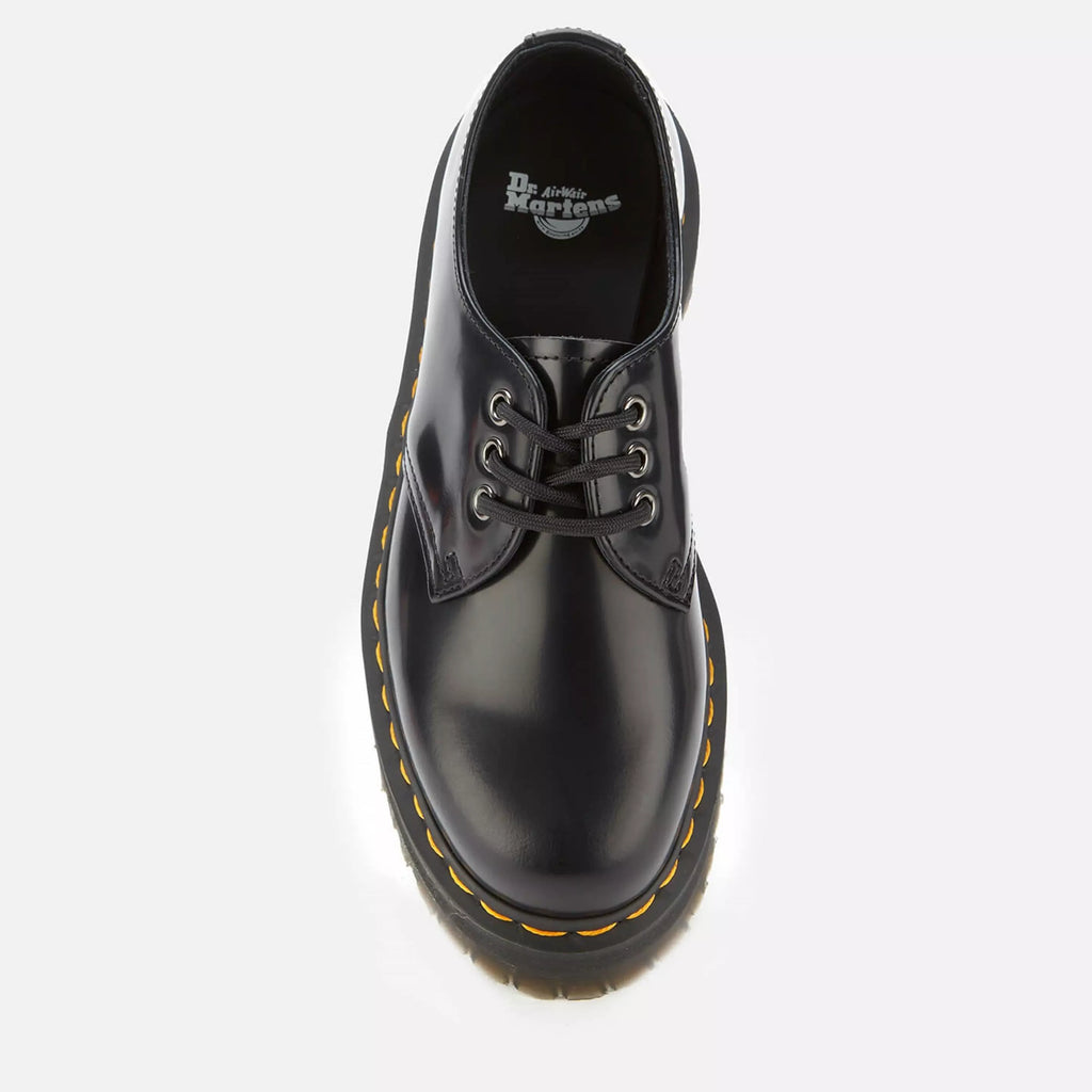 Dr Martens 1461 Quad 3-Eye Platform Shoes in Black Smooth Leather