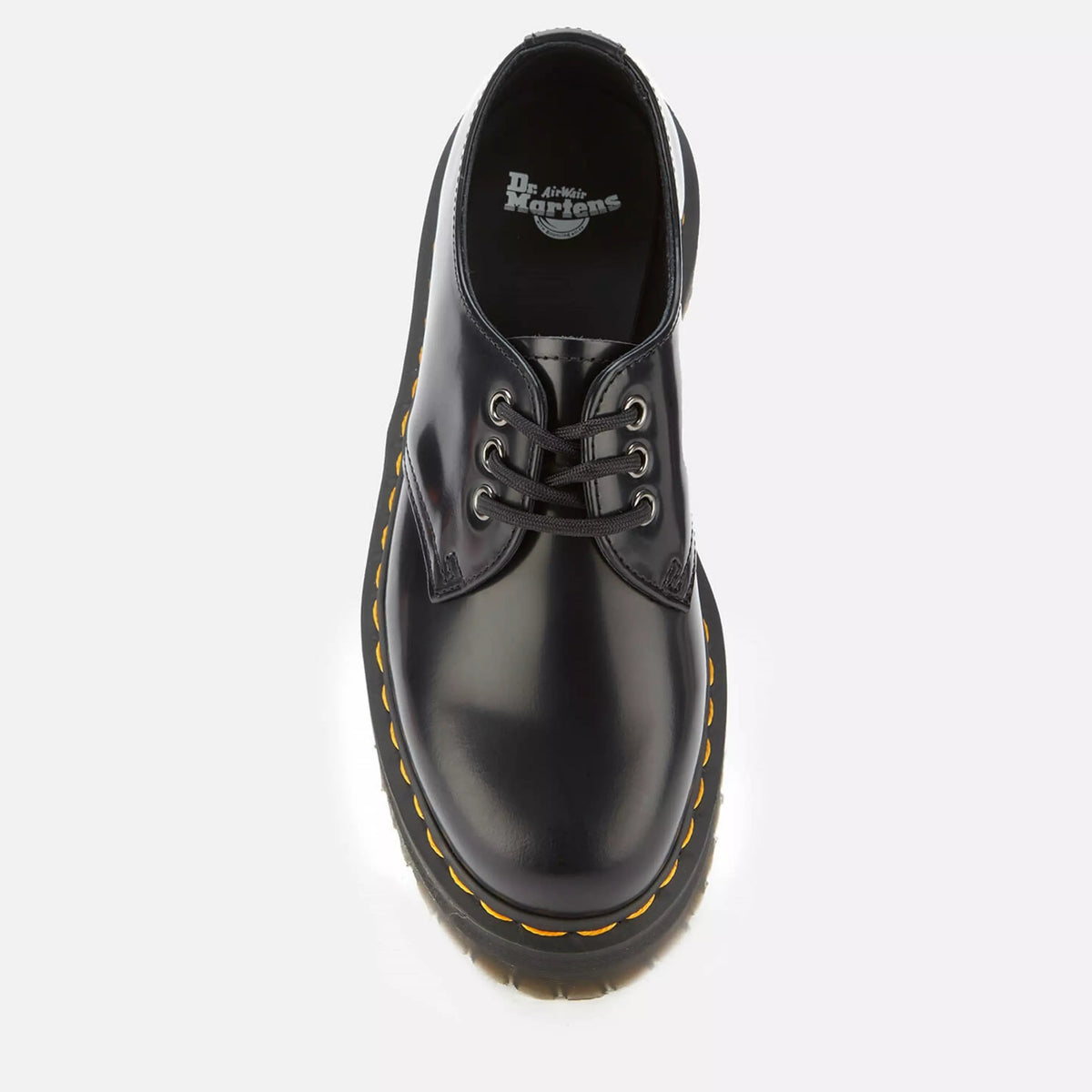 Dr Martens 1461 Quad 3-Eye Platform Shoes in Black Smooth Leather
