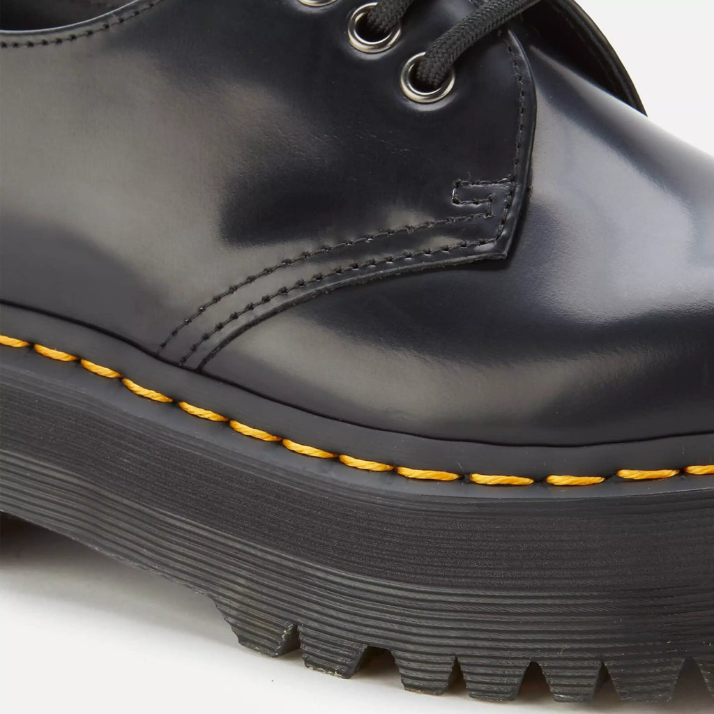 Dr Martens 1461 Quad 3-Eye Platform Shoes in Black Smooth Leather