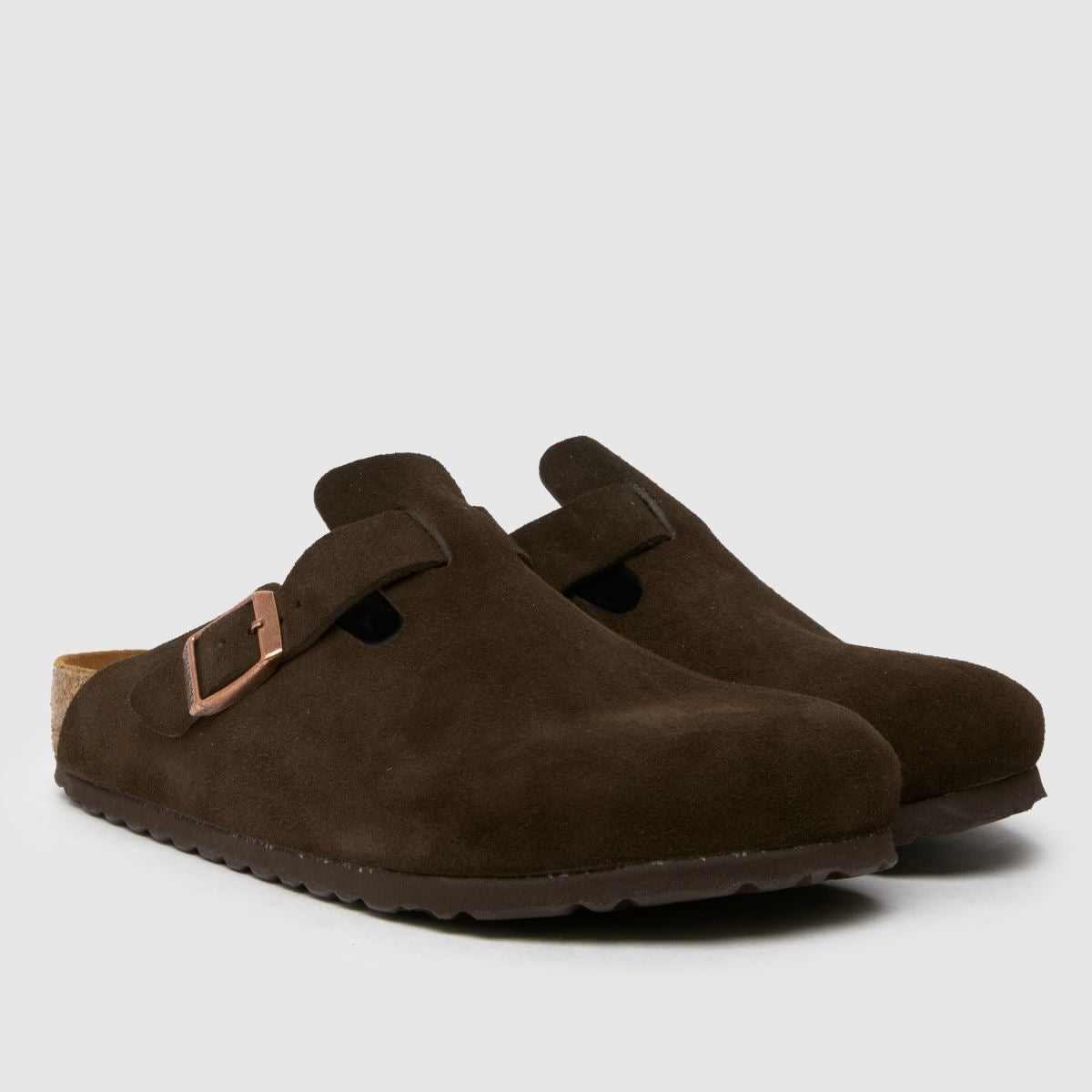 Birkenstock Boston Suede Clogs Mocha Brown
