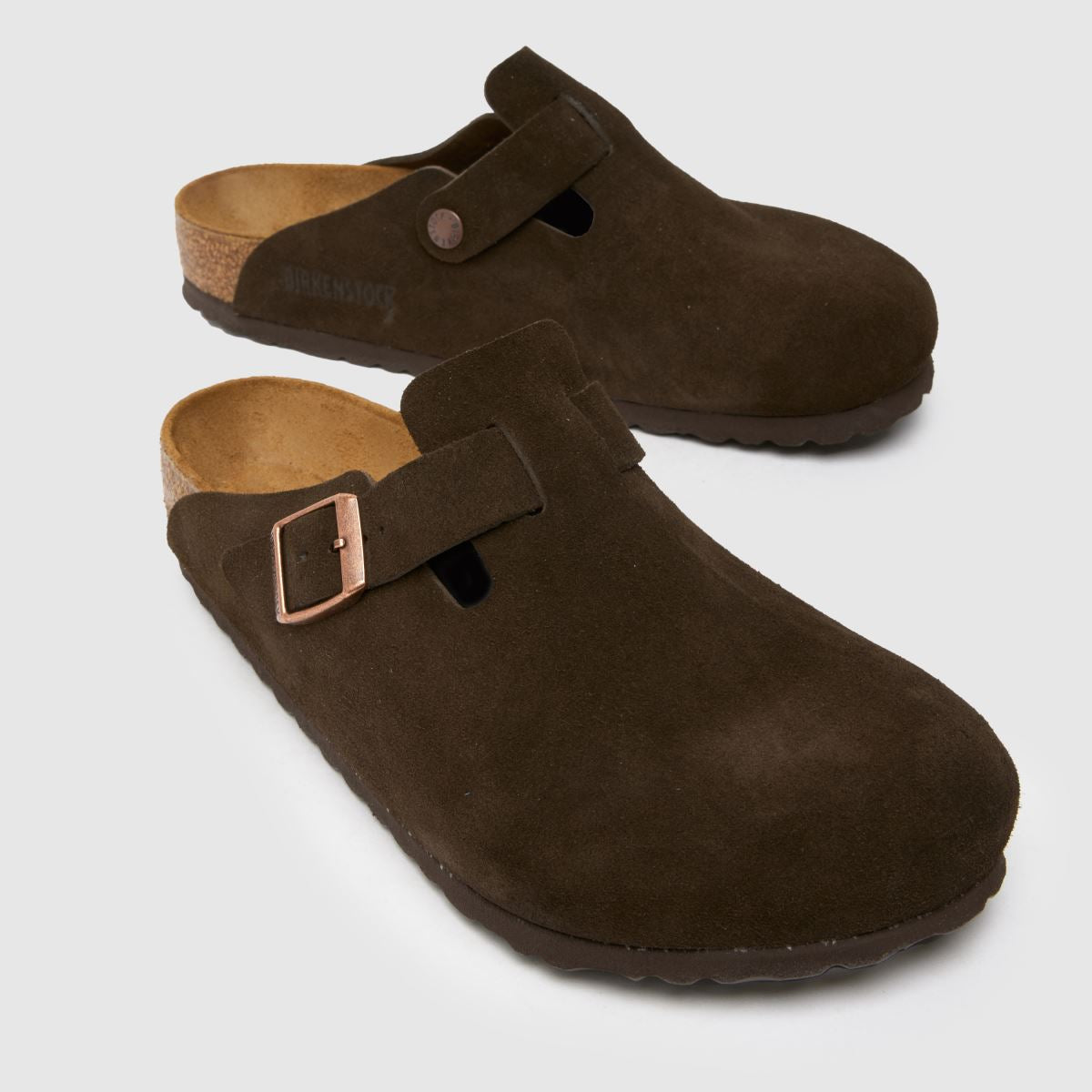 Birkenstock Boston Suede Clogs Mocha Brown