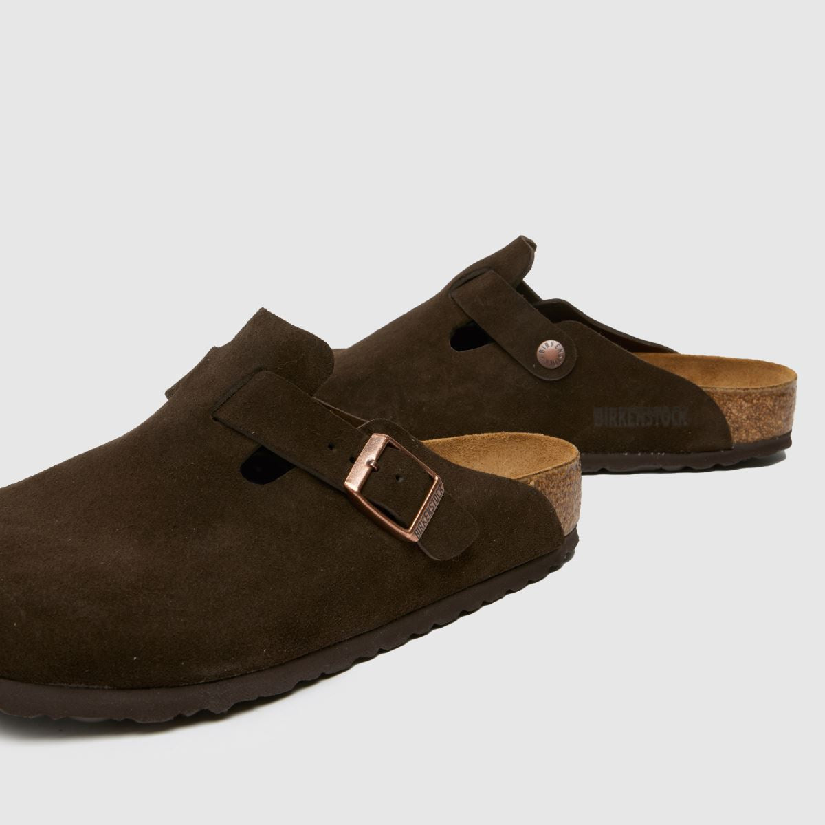 Birkenstock Boston Suede Clogs Mocha Brown