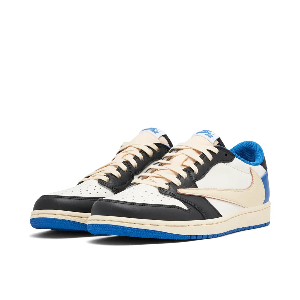 Jordan x Travis Scott x Fragment Air Jordan 1 Low Trainers in White, Black and Royal