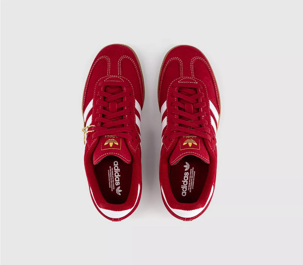 Adidas Originals Samba OG Trainers in Red and White with Gum Sole