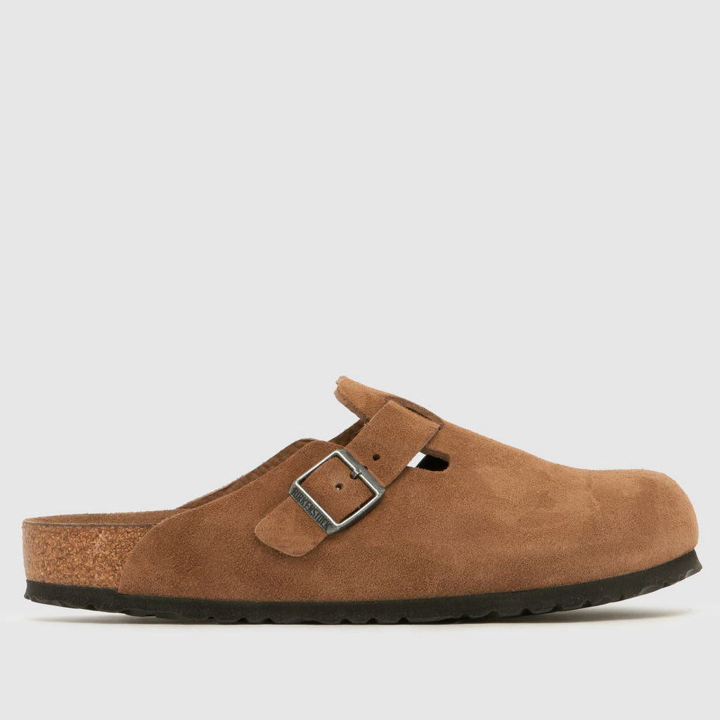 Birkenstock Boston Suede Clogs Dark Tea