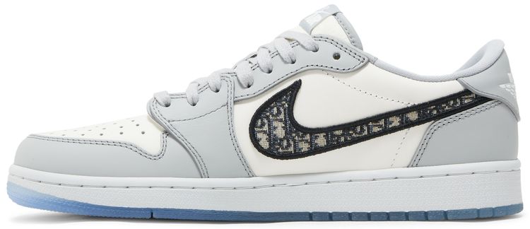 Air Jordan 1 Low Dior Trainers in Wolf Grey and White