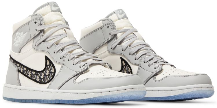 Dior x Air Jordan 1 High Trainers in Wolf Grey and Sail