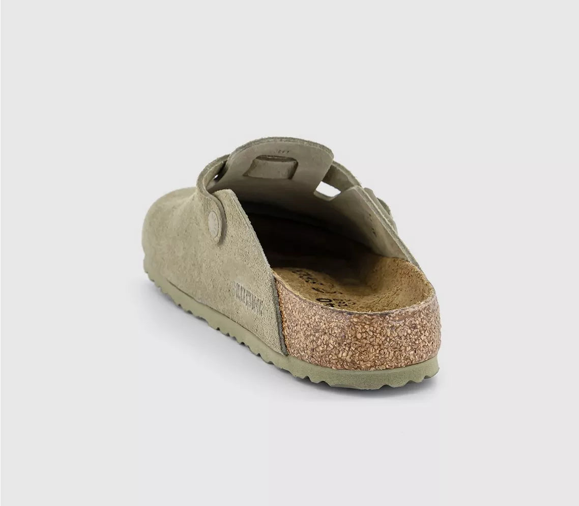 Birkenstock Boston Suede Clogs Faded Khaki