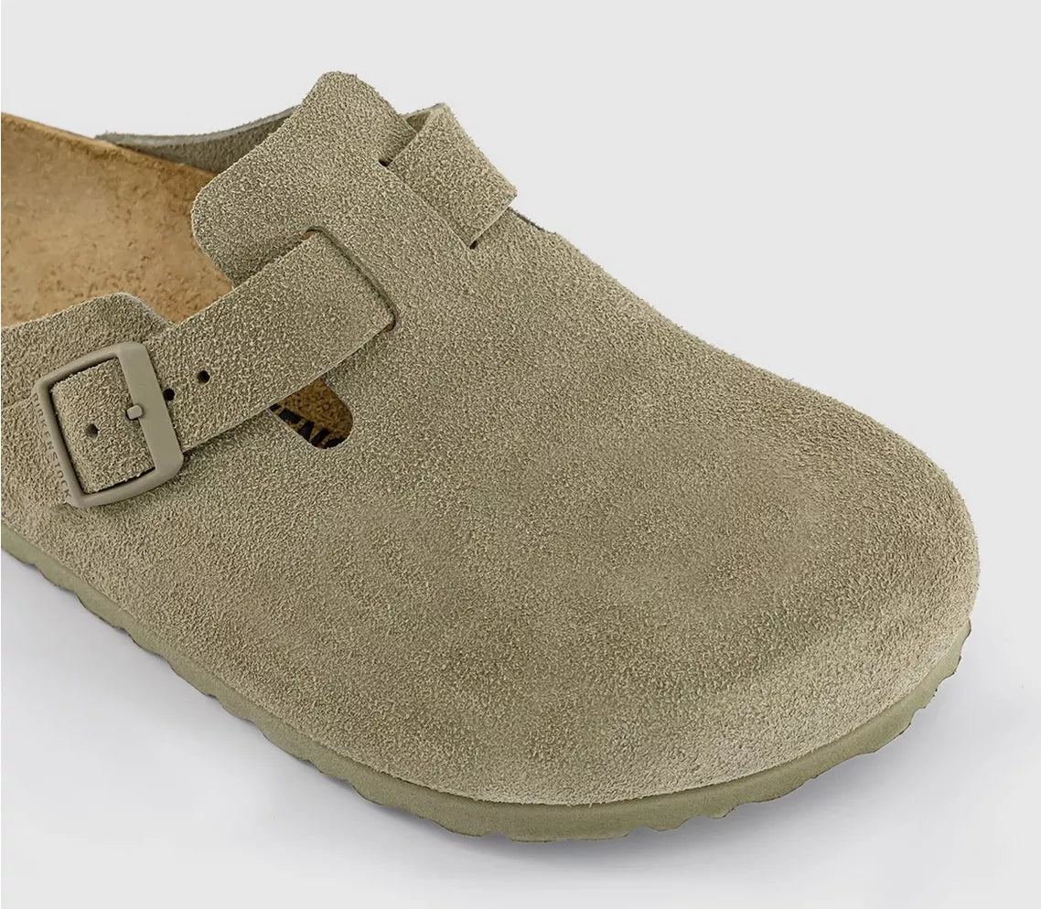 Birkenstock Boston Suede Clogs Faded Khaki