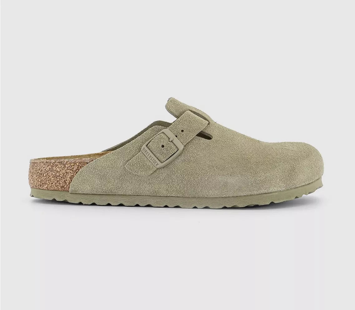 Birkenstock Boston Suede Clogs Faded Khaki