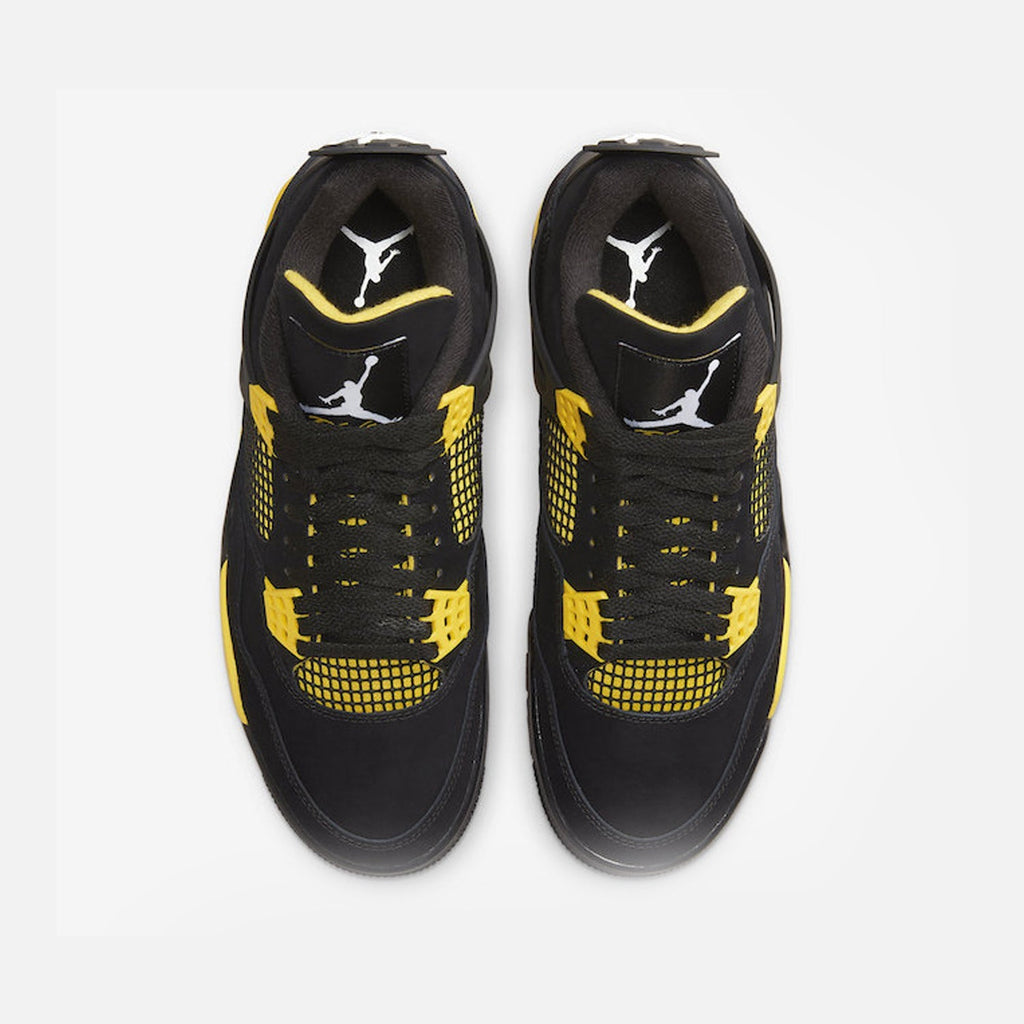 Air Jordan 4 Retro Yellow Thunder Trainers in Black and Tour Yellow