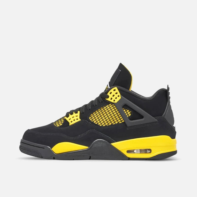 Air Jordan 4 Retro Yellow Thunder Trainers in Black and Tour Yellow
