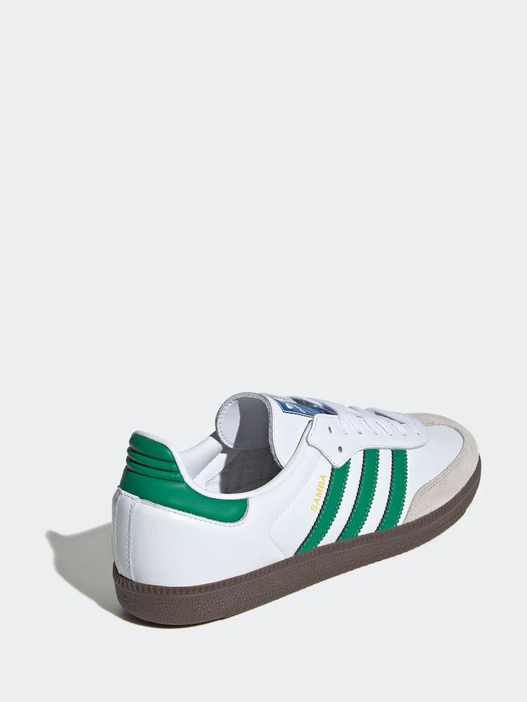 Adidas Originals Samba OG Trainers in White and Green