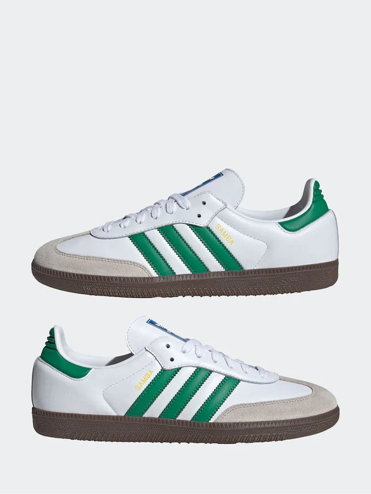 Adidas Originals Samba OG Trainers in White and Green