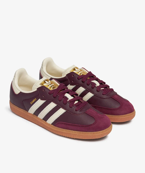 Adidas Originals Samba OG Trainers in Burgundy and Off White