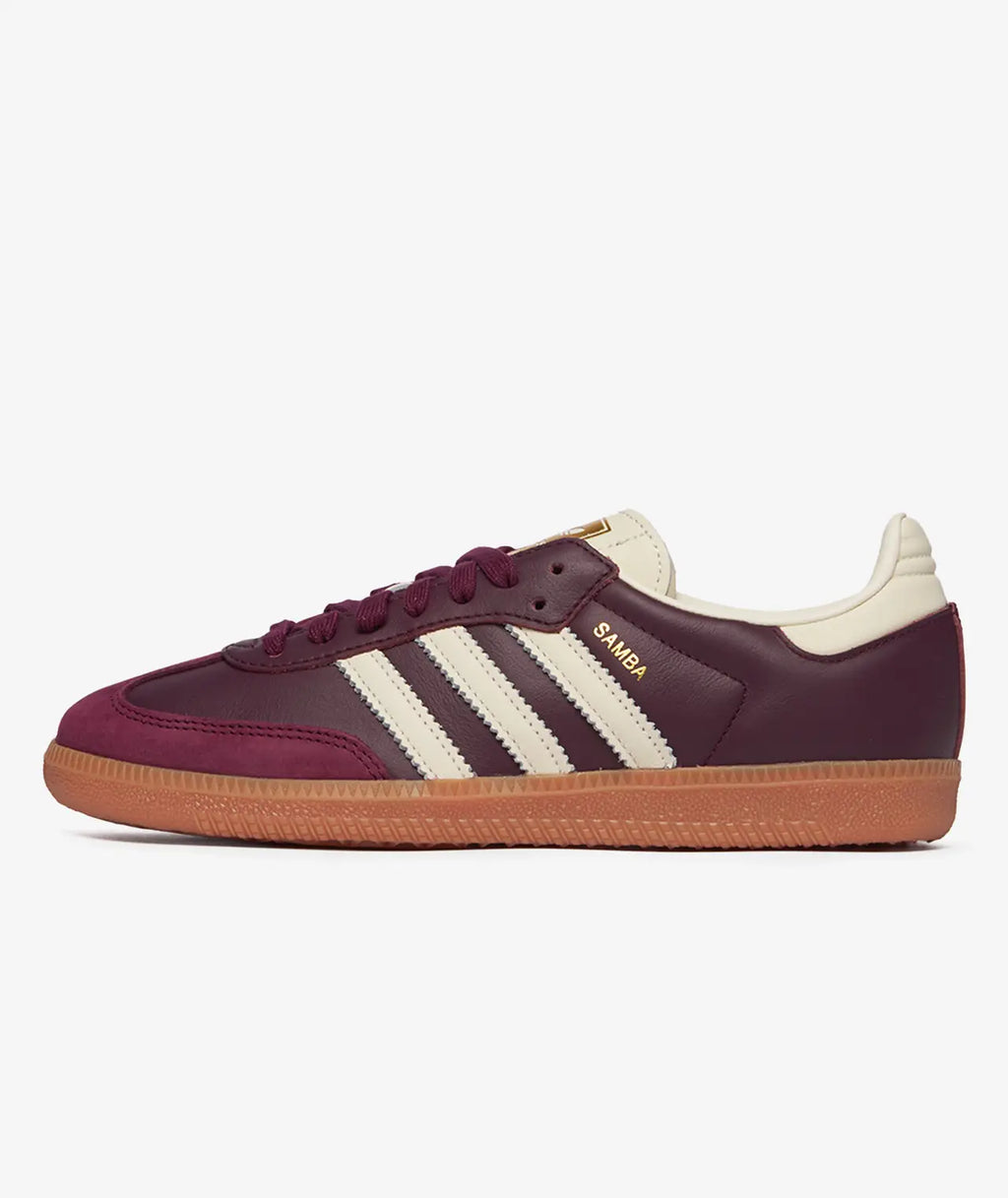 Adidas Originals Samba OG Trainers in Burgundy and Off White