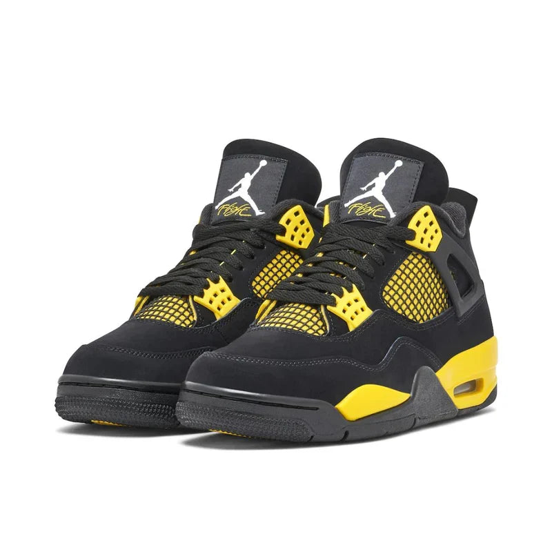 Air Jordan 4 Retro Yellow Thunder Trainers in Black and Tour Yellow
