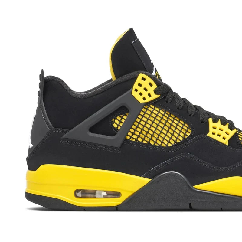 Air Jordan 4 Retro Yellow Thunder Trainers in Black and Tour Yellow