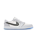 Air Jordan 1 Low Dior Trainers in Wolf Grey and White
